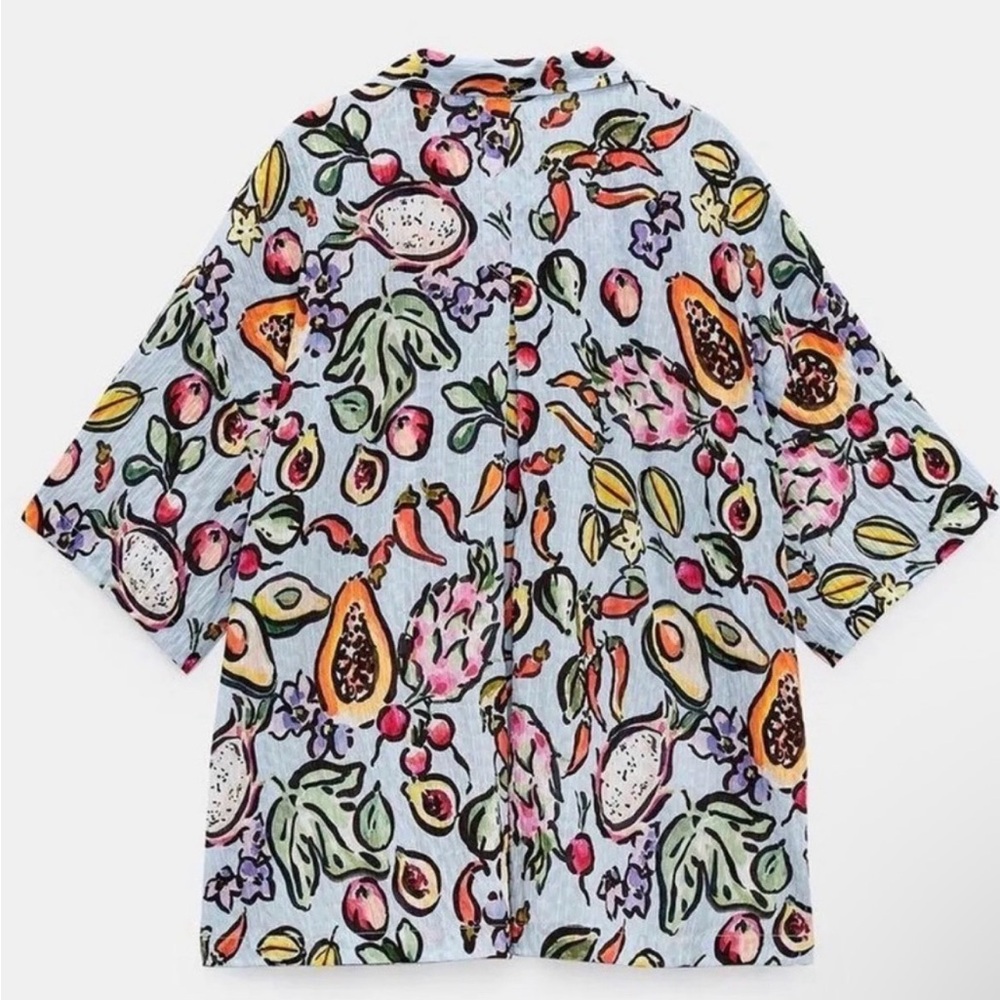 Not for sale ZARA Blue Fruit Print Oversized Shirt Size XL (A24) - Picture 6 of 9